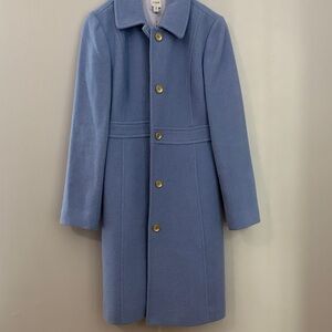 J.Crew Light Blue Wool-Blend Long Coat - Classic Button Front